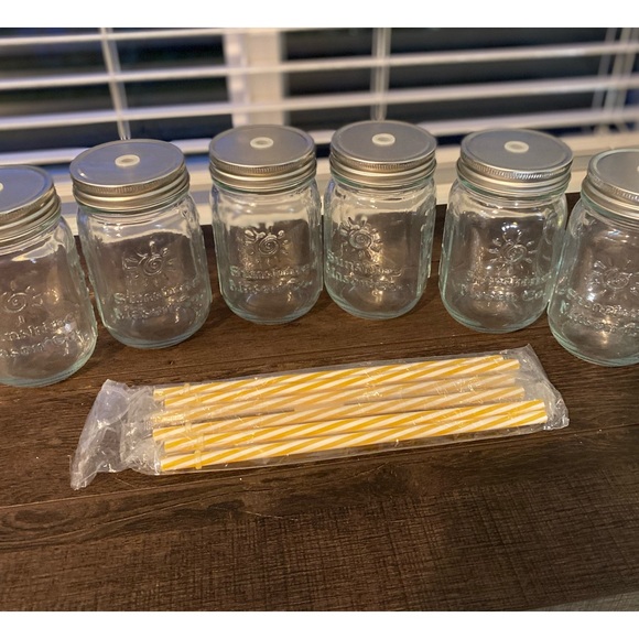 Sunshine Mason Co. 6 Drinking Jars with Straws & Lids - Picture 6 of 15